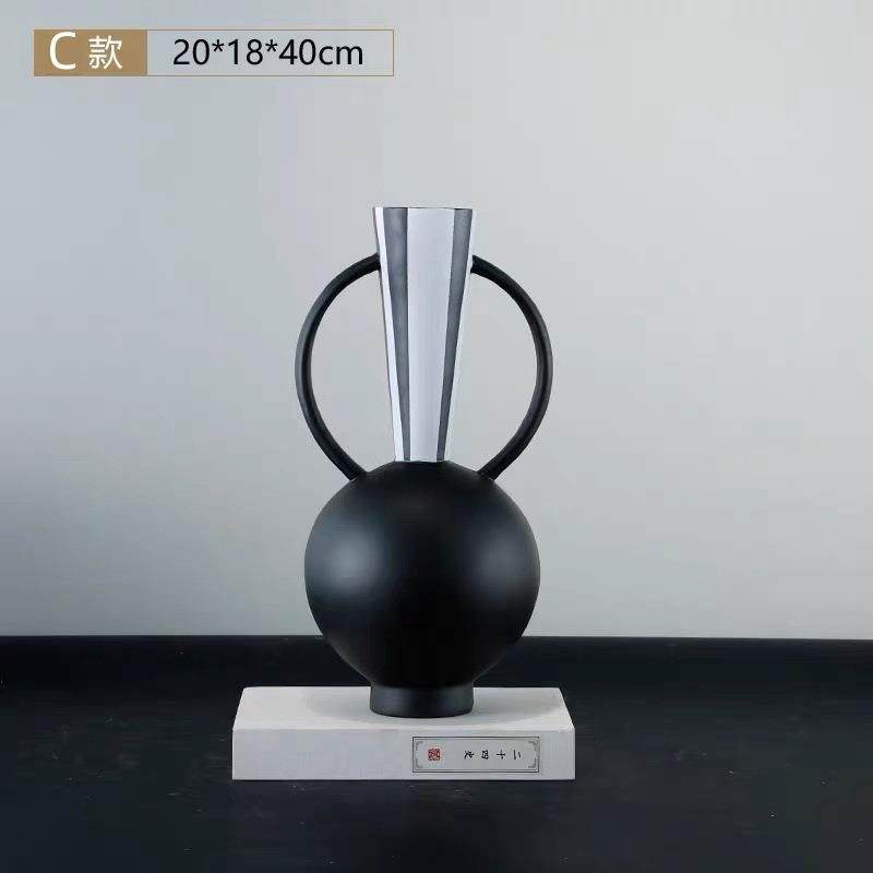 北欧创意黑白条纹树脂花瓶摆件客厅餐桌电视柜干花插花器玄关装饰,淘宝优惠券,粉丝福利购,淘宝优惠卷