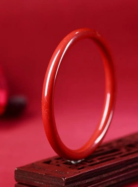 朱砂手镯帝王砂叮当圆条手镯子本命年女款红镯旺夫