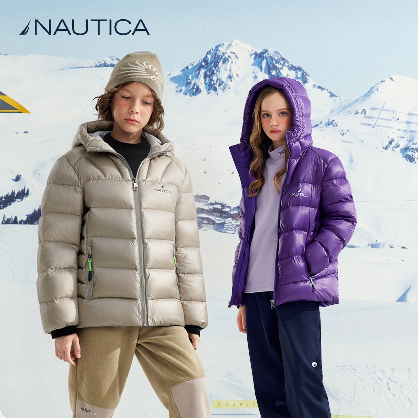 NAUTICA儿童鹅绒服男童羽绒服女童短款泡芙大童青少年加厚外套,淘宝优惠券,粉丝福利购,淘宝优惠卷
