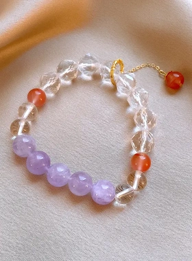 几何锆石圆球紫水晶黄塔晶手链轻奢高级感手串国潮复古时尚手饰女