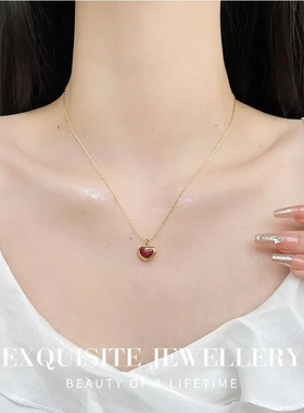 红色爱心钛钢项链女2025新款爆款轻奢小众锁骨颈链吊坠高级感配饰