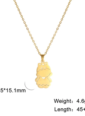 电商韩版时尚百搭q版结斜刘海女孩吊坠项链304不锈钢项链