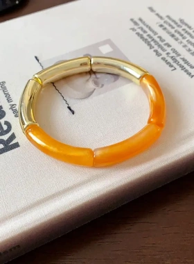 撞色竹节手镯小众简约高级感手环个性时尚精致设计手饰女