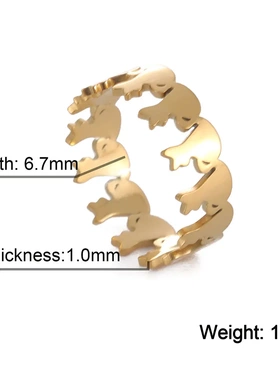 热卖直销爆款小众设计感百搭可爱猫咪循环不锈钢钛钢戒指