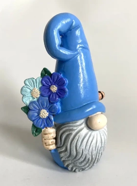 小精灵雕像脸矮人娃娃树脂摆件花园和平侏儒持花树脂工艺品