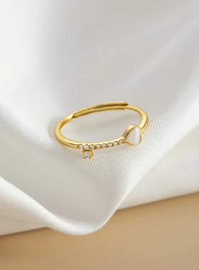 925银爱心戒指女小众设计简约冷淡风食指指环ins潮时尚个性