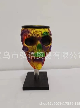 新款 树脂工艺品泡泡骷髅机 万圣节 办公室桌上摆件