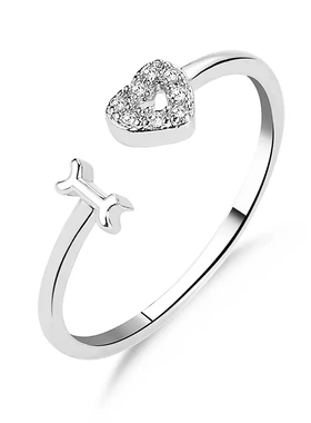 韩版时尚字母手饰个性love女式单戒潮流爱心开口情侣戒指直销