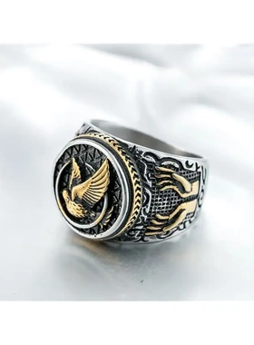 r0280-04 个性复古朋克饥饿游戏宗教男士钛钢戒指