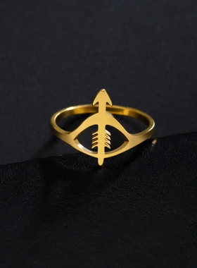 货源欧美ins风哥特式钛钢切割不锈钢指环男直销