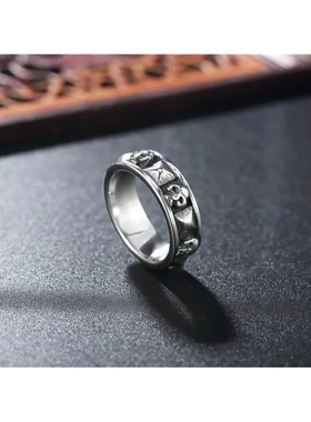 r0799-02 潮男时尚潮品 个性复美风骷髅头男士钛钢戒指