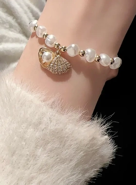 珍珠锆石不规则几何手链法式高级感气质手环复古时尚百搭手饰