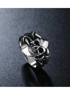 r0108-20欧美个性潮男饰品 复古骷髅头钛钢戒指 指环