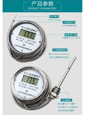 数显温度计WST/DTM491高精度酸碱水温表防水温度表不锈钢测温表