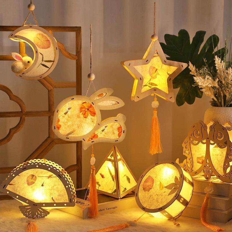 2023中秋节兔子灯笼儿童玉兔diy手工材料包手提发光古风花灯宫灯,淘宝优惠券,粉丝福利购,淘宝优惠卷