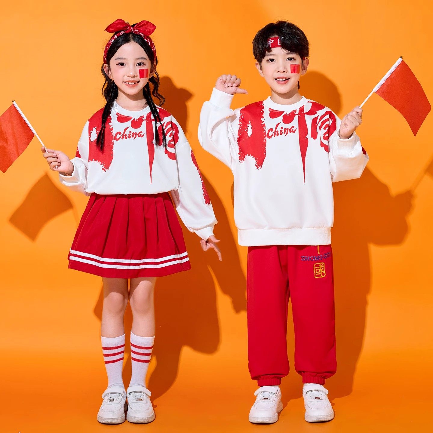 儿童啦啦队演出服小学生运动会开幕式服装中国风红合唱班服表演服,淘宝优惠券,粉丝福利购,淘宝优惠卷
