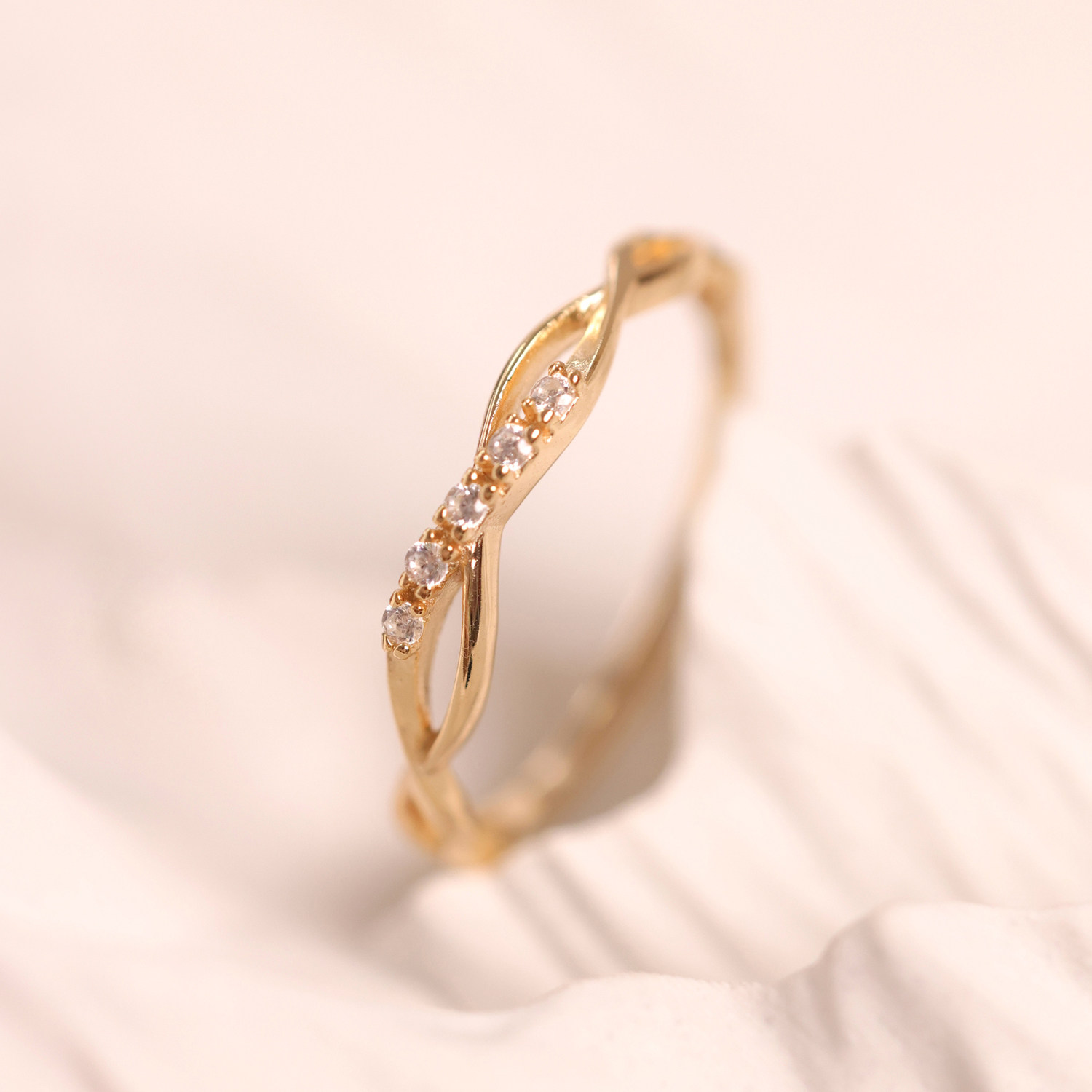 Luosheng <Quantum Entanglement> Infinitely intertwined high-end elegant and light luxury silver gold-plated ring gift for best friends