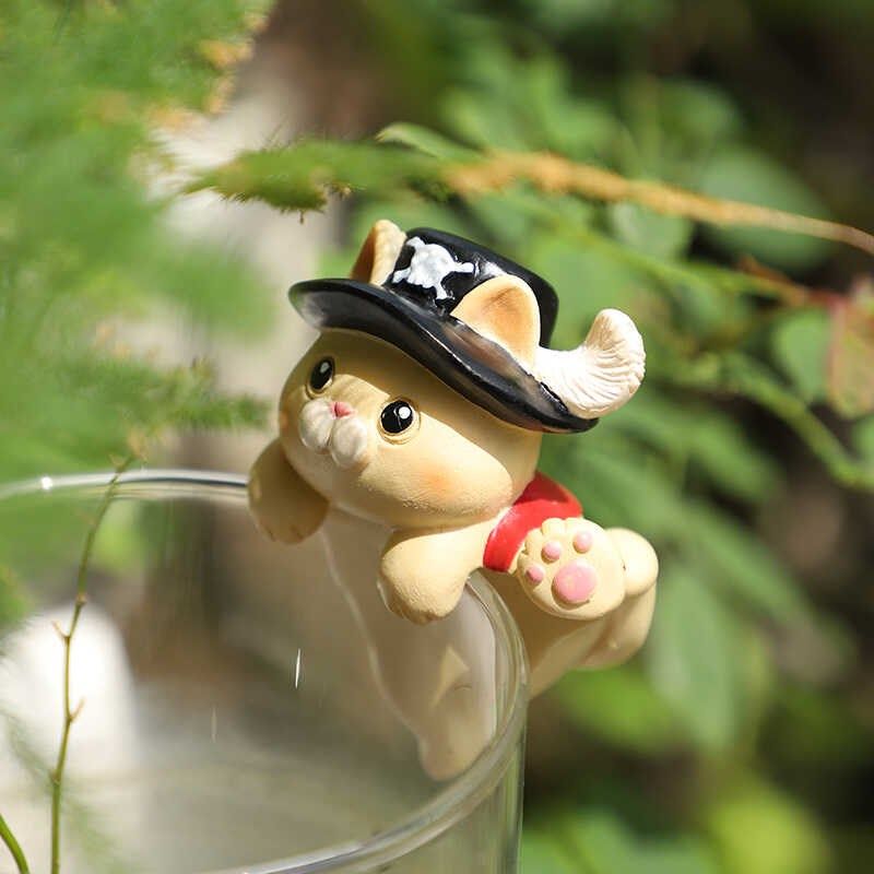 可爱戴帽子猫猫爬缸小摆件创意个性盆栽鱼缸庭院花盆猫咪装饰挂件,淘宝优惠券,粉丝福利购,淘宝优惠卷