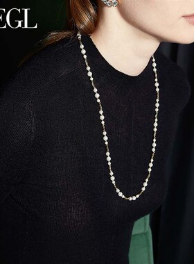 ZEGL灰色人造珍珠叠戴毛衣项链女轻奢小众2025新款爆款秋冬锁骨链