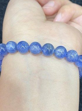 天然蓝晶石手链女款单圈时尚小清新简约水晶手串饰品百搭礼物串珠