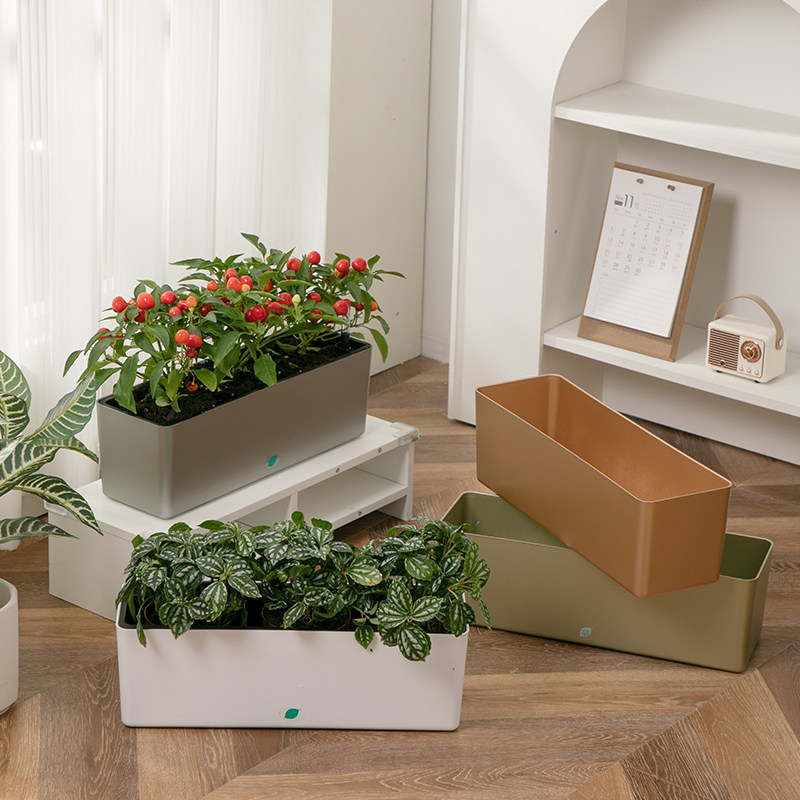 阳台长方形花盆自吸水种菜盆蔬菜种葱窗台窄长型花盆长条可视水位,淘宝优惠券,粉丝福利购,淘宝优惠卷