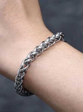 钛钢男士花篮链手链 韩版不锈钢 龙骨链手链首饰低价