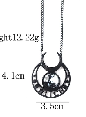 朋克哥特式恶魔女巫黑月亮项链三重月女神吊坠男女礼物古装珠宝