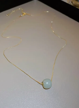 新中式精致人造玛瑙串珠项链气质可抽拉式锁骨链新款个性项饰