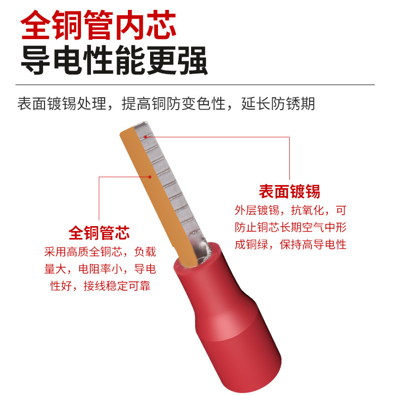 宝利欧DBV系列片形预绝缘端头冷压接线端子线鼻子铜芯插片0.5-6mm,淘宝优惠券,粉丝福利购,淘宝优惠卷