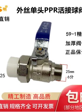 苏明ppr单头外丝内丝活接铜球阀PPR20*4分25*6分水管开关阀门家用