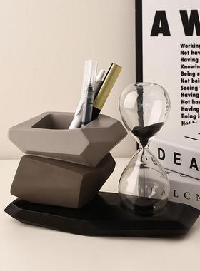 时来运转磁吸沙漏摆件办公室桌面创意工位解压笔筒送老师毕业礼物