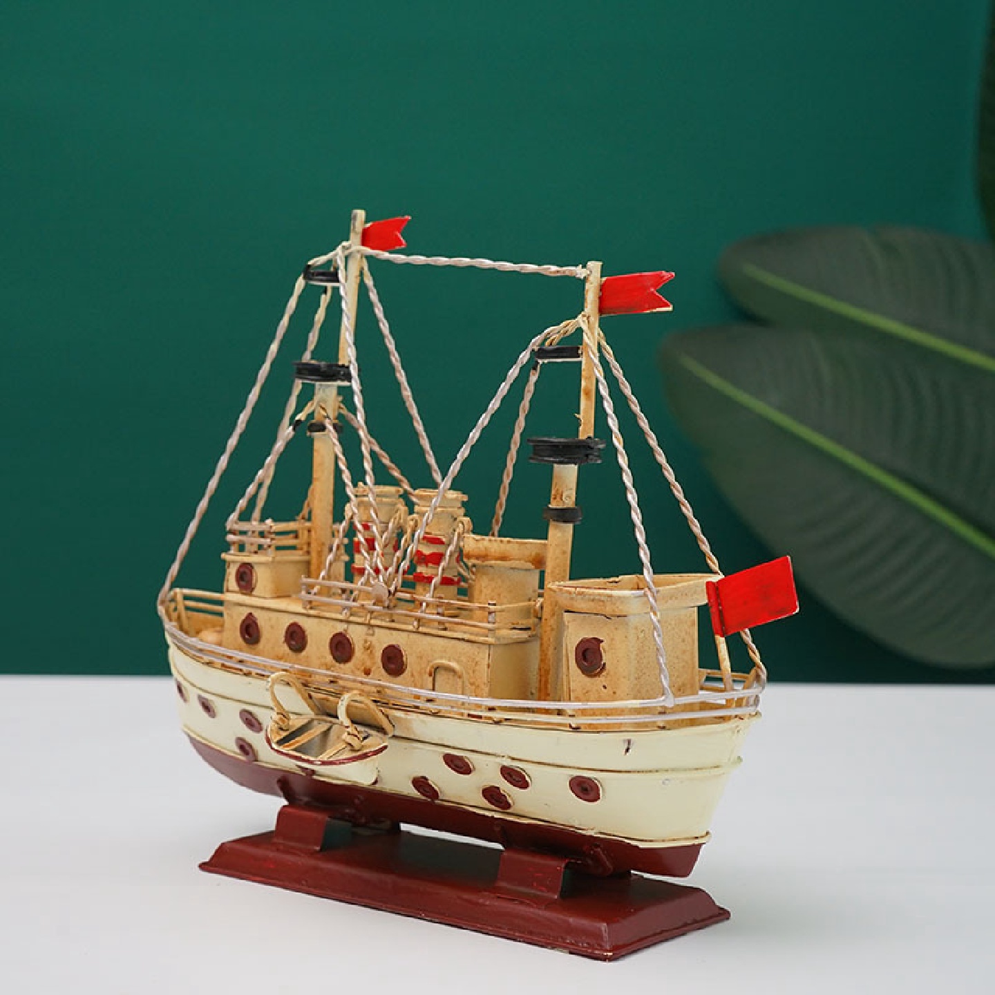 工业风复古船模型摆件仿古美式办公室桌面软装饰品工艺品摆设道具 - 图2