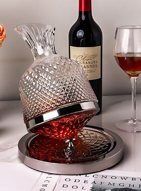 水晶玻璃旋转醒酒器酒柜家居装饰品摆件红酒架轻奢高档客厅餐边柜