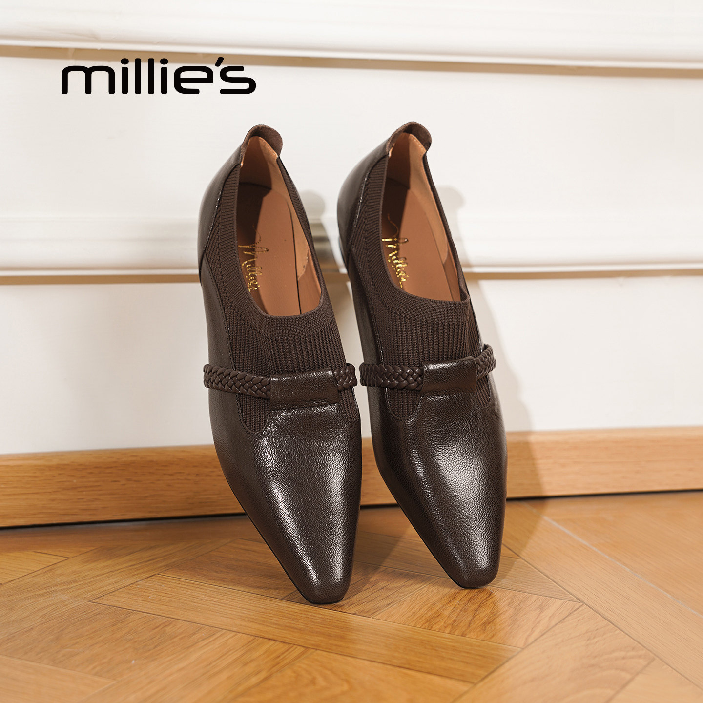 millies妙丽英伦风一脚蹬玛丽珍单鞋春季新款真皮小皮鞋尖头时尚,淘宝优惠券,粉丝福利购,淘宝优惠卷