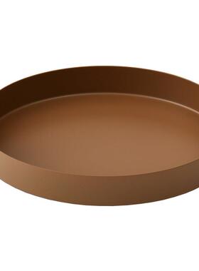 小西家北欧风皮革提手铁艺圆形托盘彩色置物收纳盘水杯盘家居摆件