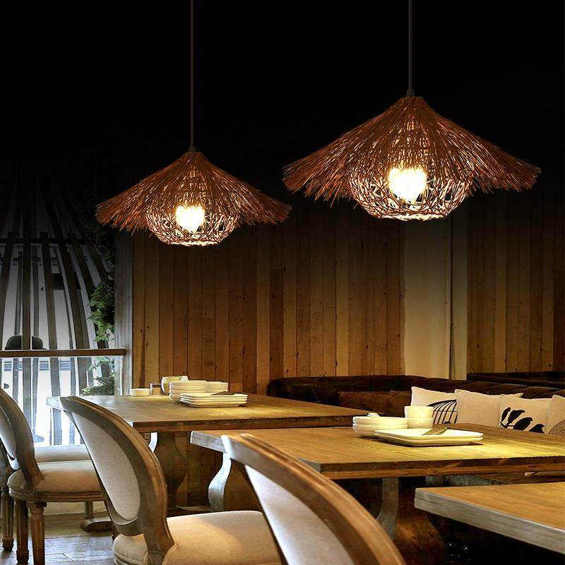 草帽吊灯东南亚藤编创意竹艺饭厅婚庆店饭店民宿灯罩竹编装饰吊灯,淘宝优惠券,粉丝福利购,淘宝优惠卷
