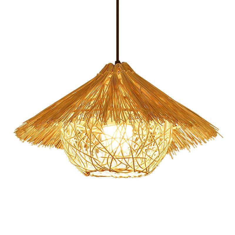草帽吊灯东南亚藤编创意竹艺饭厅婚庆店饭店民宿灯罩竹编装饰吊灯,淘宝优惠券,粉丝福利购,淘宝优惠卷