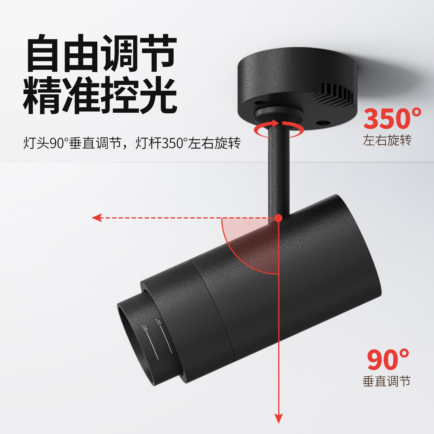 可调焦明装射灯可调节角度旋转led店铺商用cob变焦免开孔天花筒灯,淘宝优惠券,粉丝福利购,淘宝优惠卷