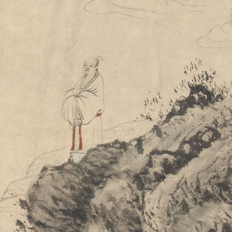 沈周庐山高图高清国画山水临摹彩色画稿明清山水微喷画心仿古山水 - 图0