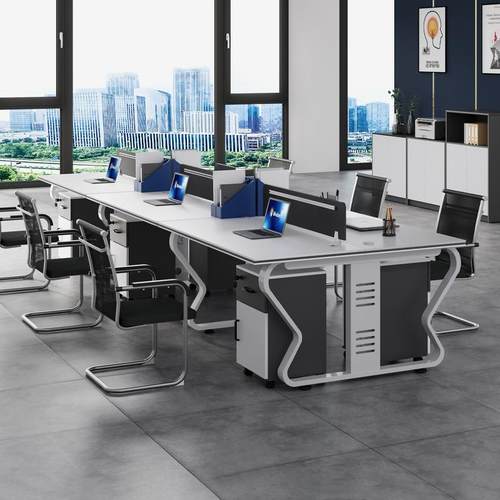 现货速发加粗钢白色职公员办室椅组合4四6DFO六卡座电架脑工位桌 - 图2