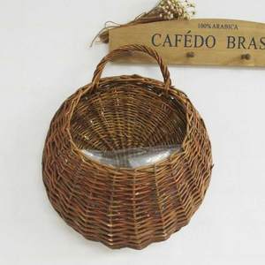 栀子花盆藤编花盆壁挂悬阳挂花篮吊兰篮草编吊植栽物户外rluuyUSD