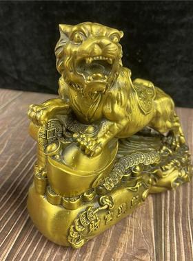 黄铜老虎十二生肖虎富足兴旺虎黄铜老虎摆件家居办公室工艺品