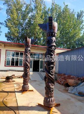 大型广场盘龙柱雕塑 锻铜龙柱摆件 酒店景观艺术纯铜龙柱子装饰