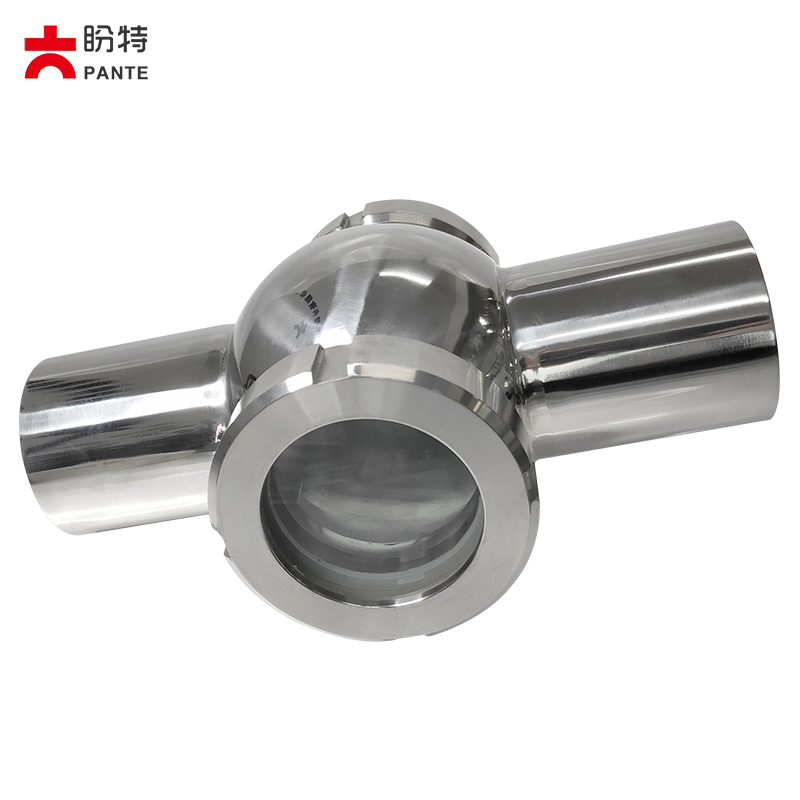 盼特304不锈钢球形视镜卫生级四通焊接视窗管道直通对焊视盅新款 - 图0