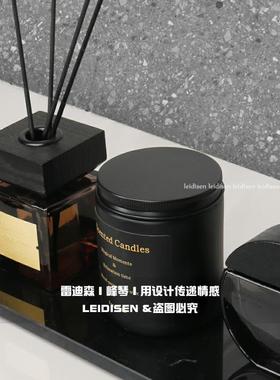 样板房酒店卫生间洗手台摆件黑色大理石托盘香薰套装意式装饰品