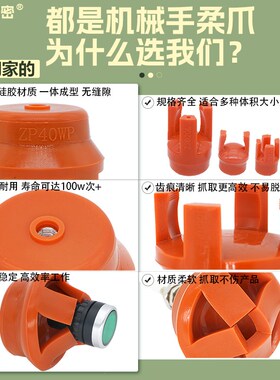注塑机柔性夹爪气动手指硅胶吸盘抓手z4d25l软夹机械手夹具配件大