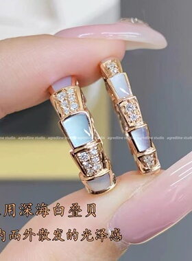 蛇骨白贝母戒指女蛇形设计18k玫瑰金高级感镶钻轻奢小众时尚指环