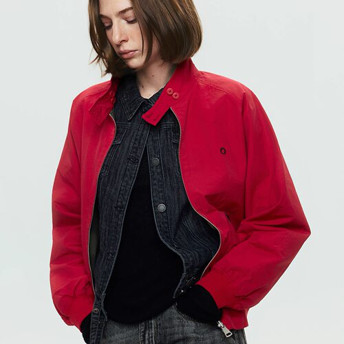 SoloForTwo 中古红色夹克立领正反两穿飞行服 秋冬羽绒宽松短外套 - 图3