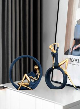 看书青春女孩瑜伽摆件书房文艺客厅酒柜玄关OK舞女卧室摆设小礼物