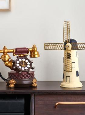 怀旧复古荷兰风车摆件现代简约客厅电视柜酒柜家居装饰品书房桌面